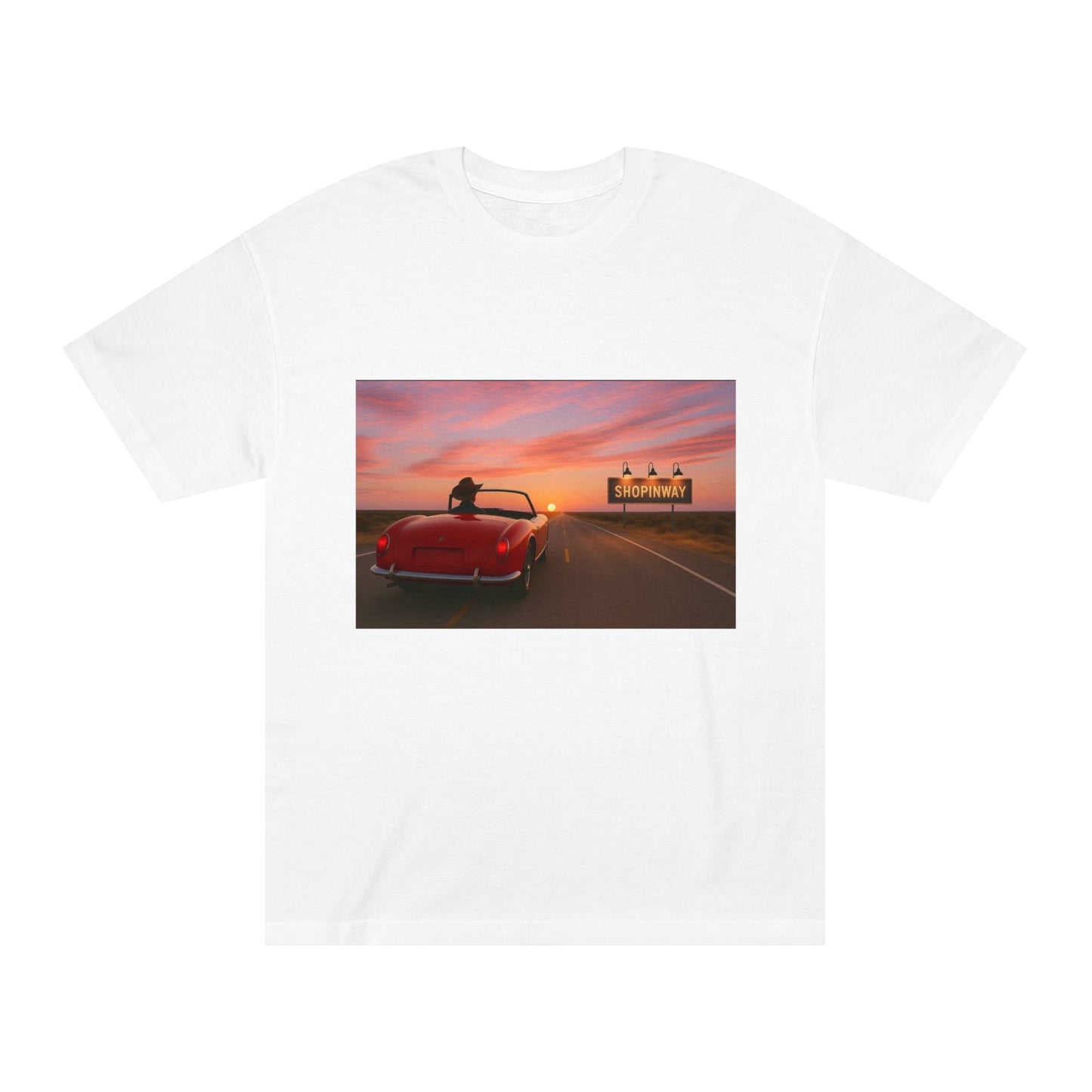 Retro Sunset Graphic Tee, Classic Car T-Shirt, Vintage Vibe Shirt, Unisex Casual Wear, Summer Road Trip Apparel, Gift for Car Lovers