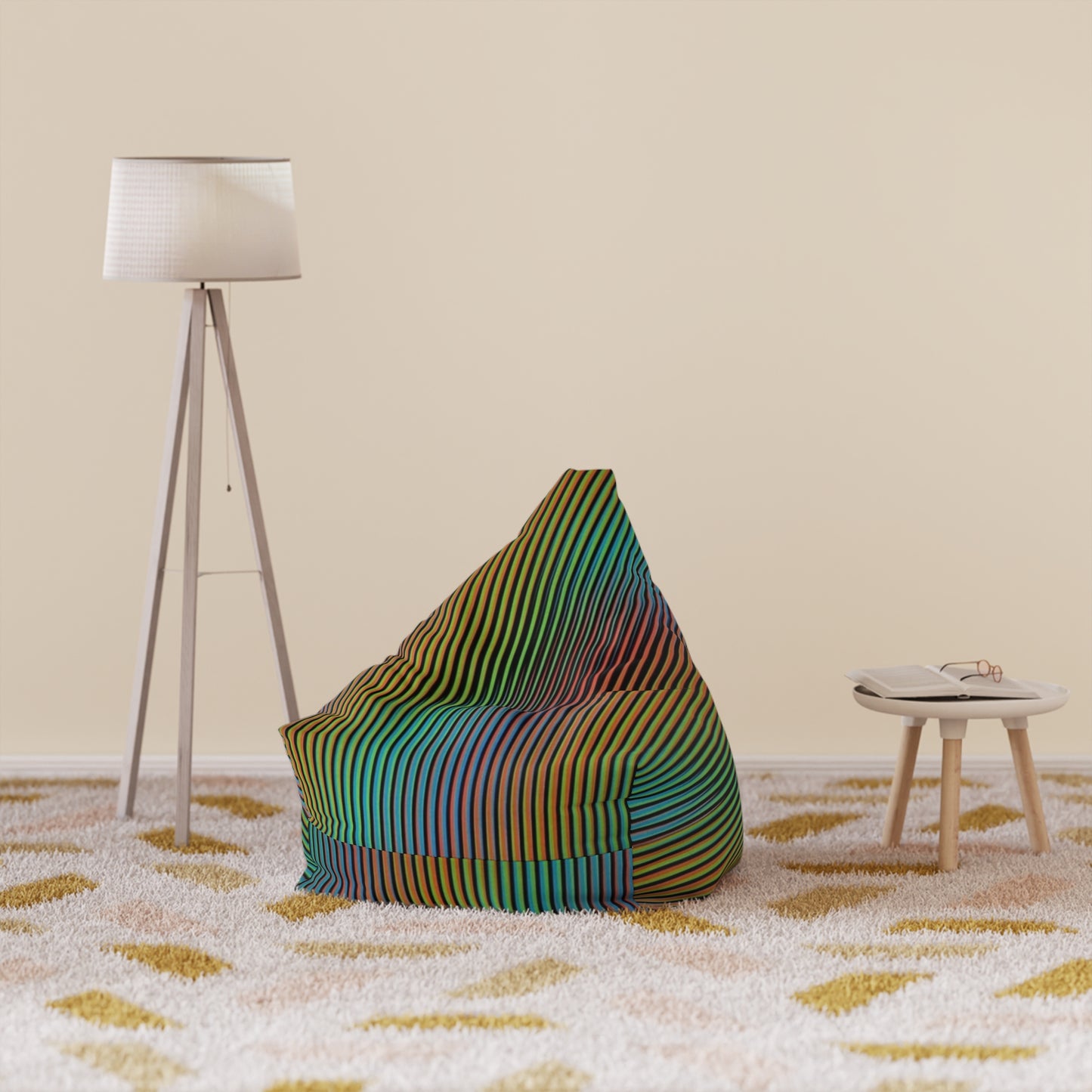 Vibrant Stripe Bean Bag Chair Cover | Cozy Seating for Fun Spaces | Game Room, Kids Room, Boho Decor, Relaxation Lounge