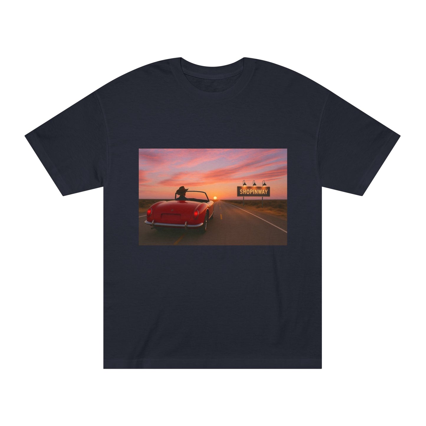 Retro Sunset Graphic Tee, Classic Car T-Shirt, Vintage Vibe Shirt, Unisex Casual Wear, Summer Road Trip Apparel, Gift for Car Lovers
