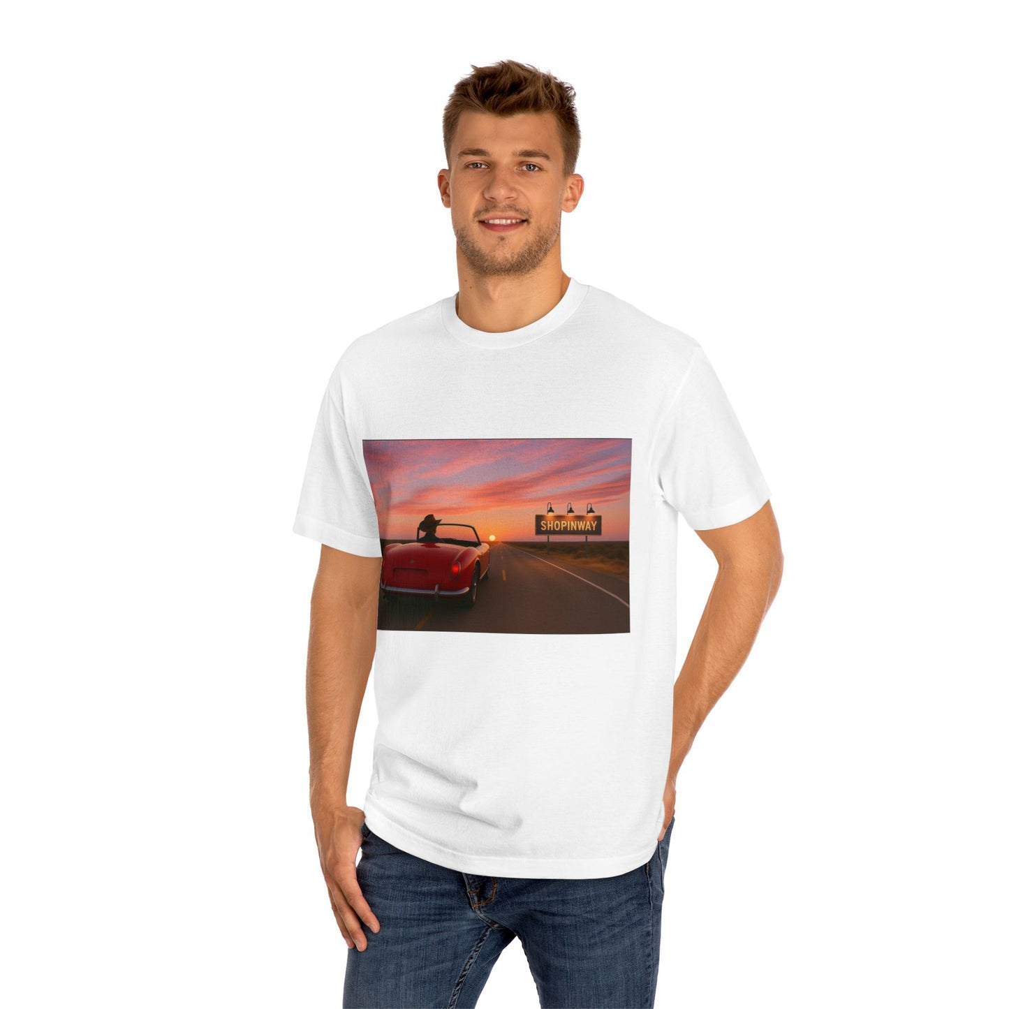 Retro Sunset Graphic Tee, Classic Car T-Shirt, Vintage Vibe Shirt, Unisex Casual Wear, Summer Road Trip Apparel, Gift for Car Lovers